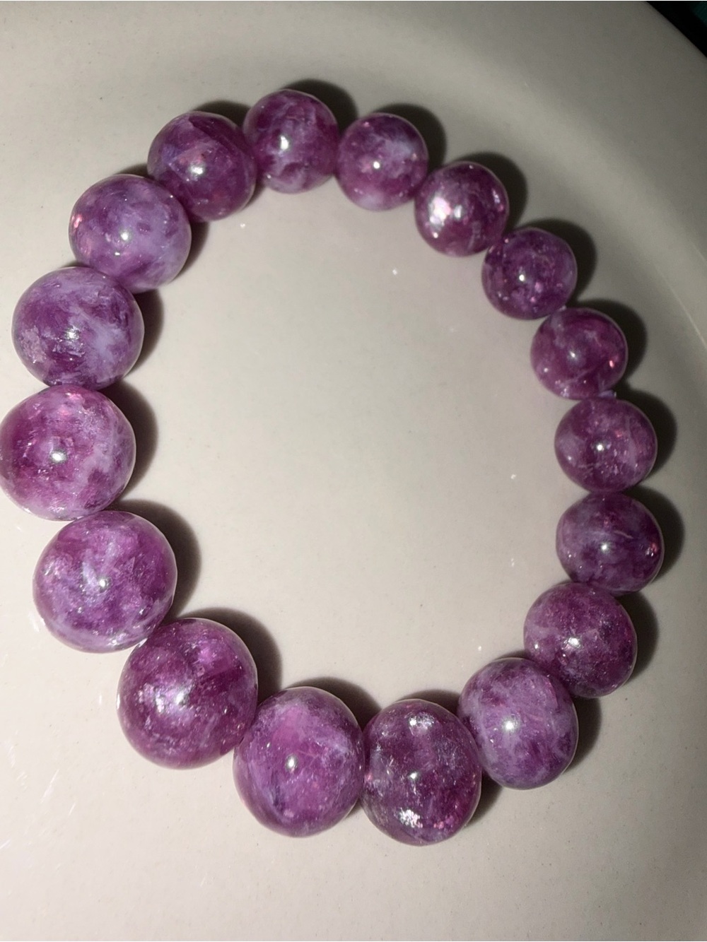Purple lepidolite Beaded Stretch Bracelet - Women Jewelry
